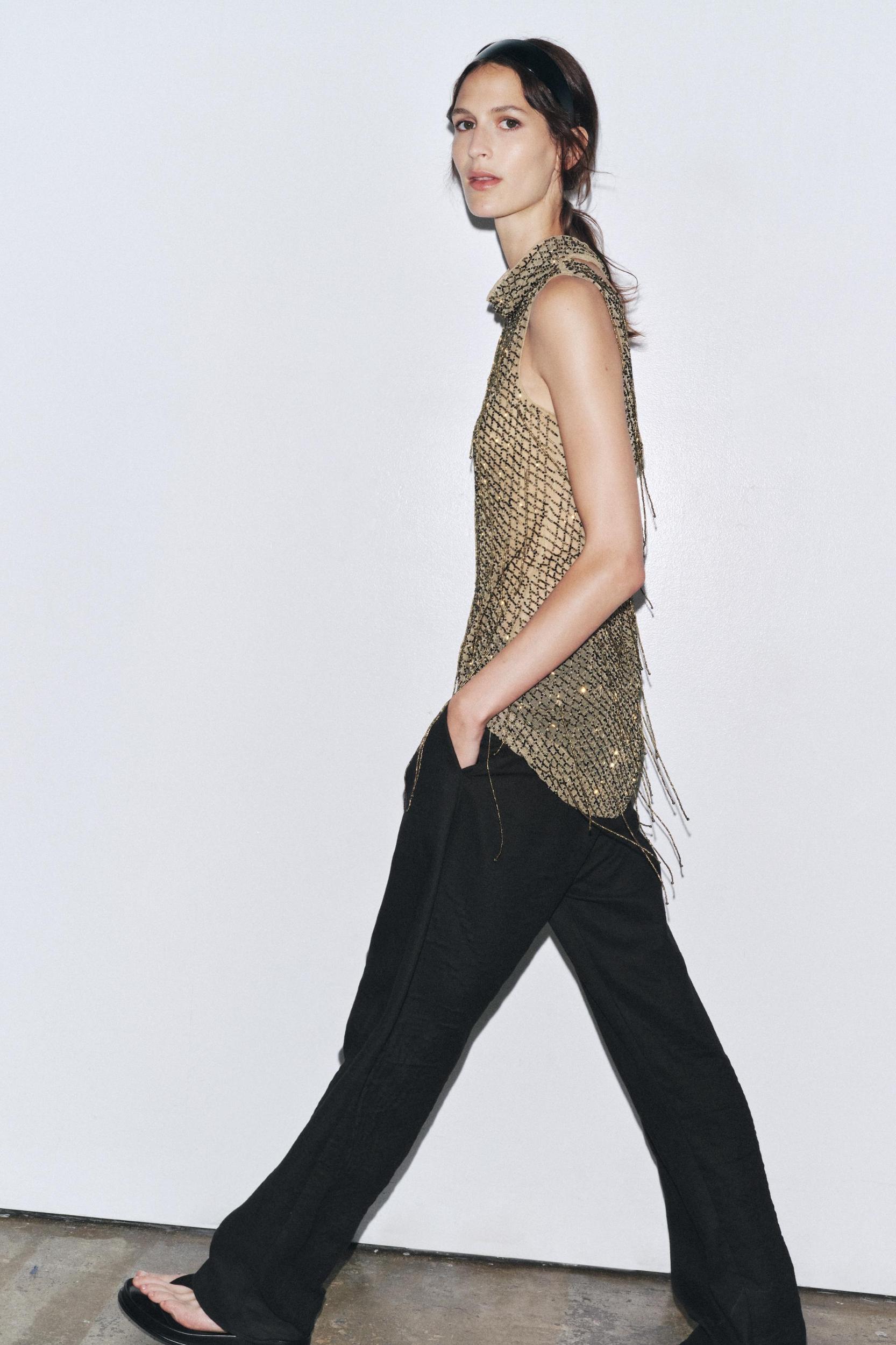 EMBROIDERED BEADED MINI DRESS Product Image