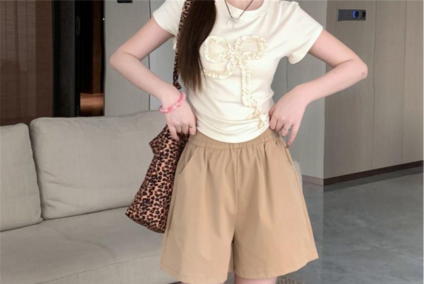 Elastic Waist Plain Sweat Shorts Product Image
