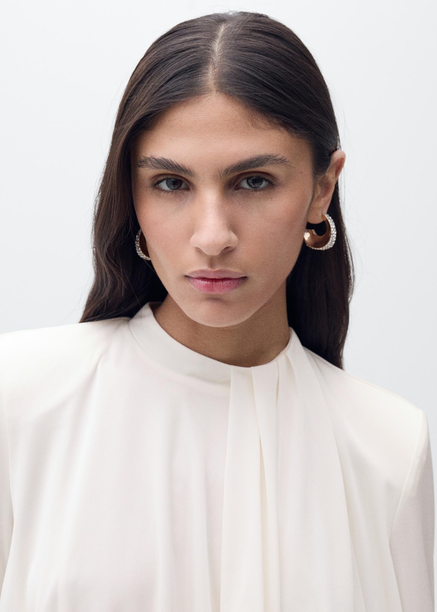 Satin ruffle-neck dress - Women | MANGO USA Product Image