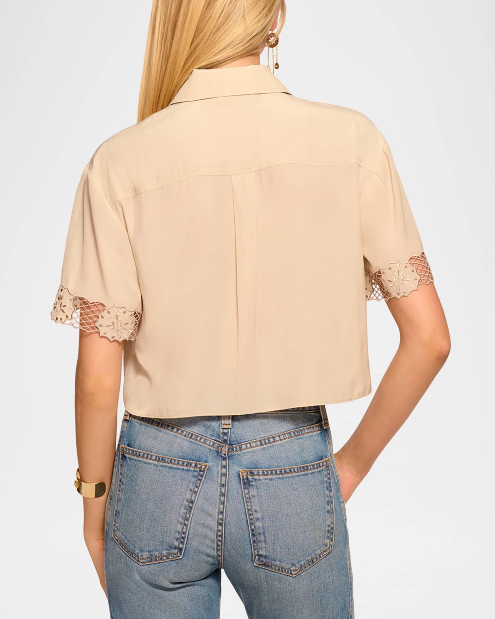 Tania Embroidered Button-Front Top Product Image