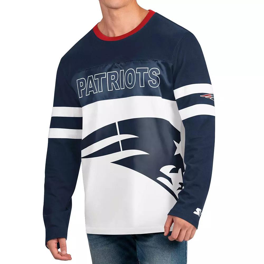 Men's Starter Navy/White New England Patriots Halftime Long Sleeve T-Shirt, Size: Medium, Blue Product Image