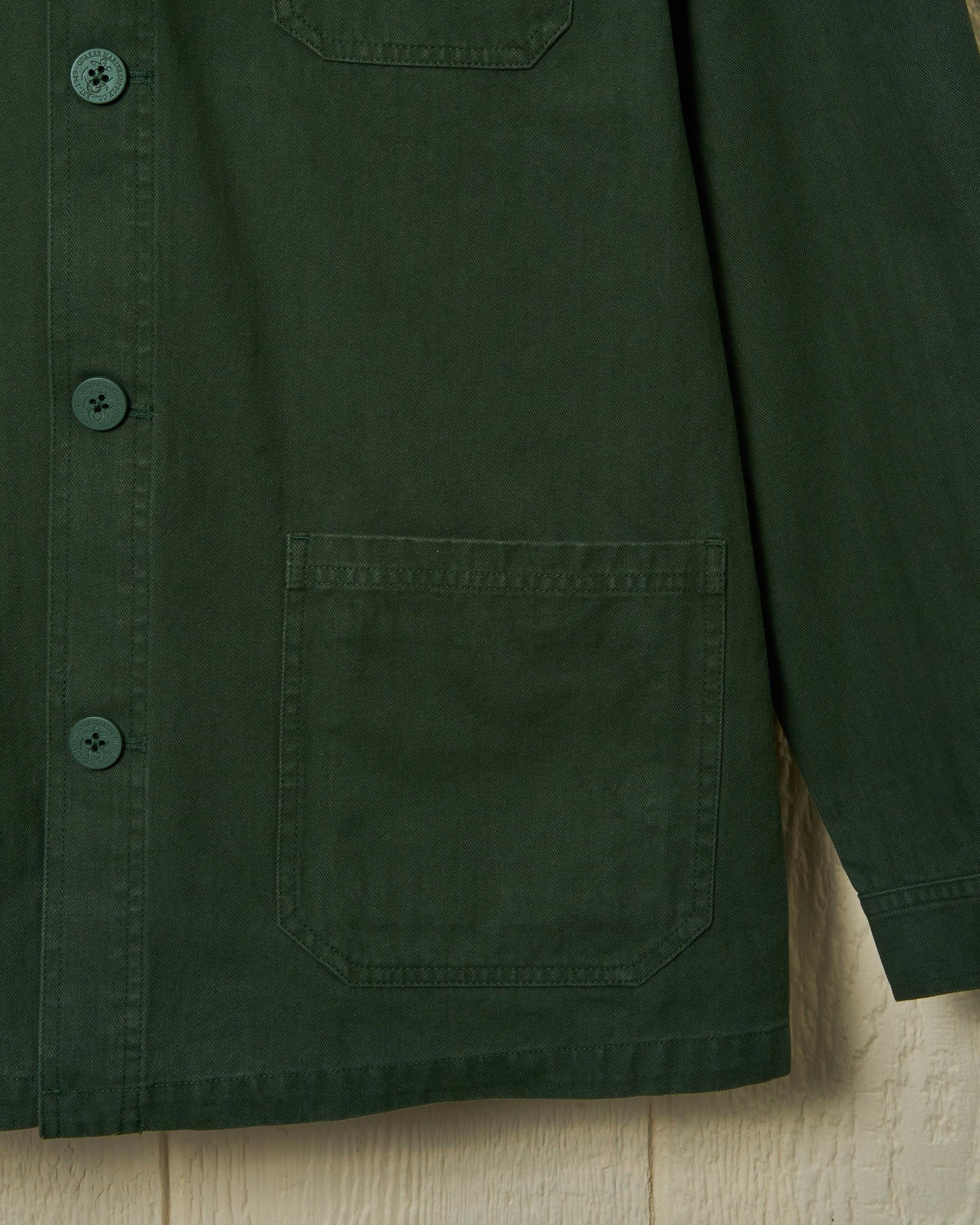 French Workman’s Jacket in Parks Department Green Herringbone Product Image
