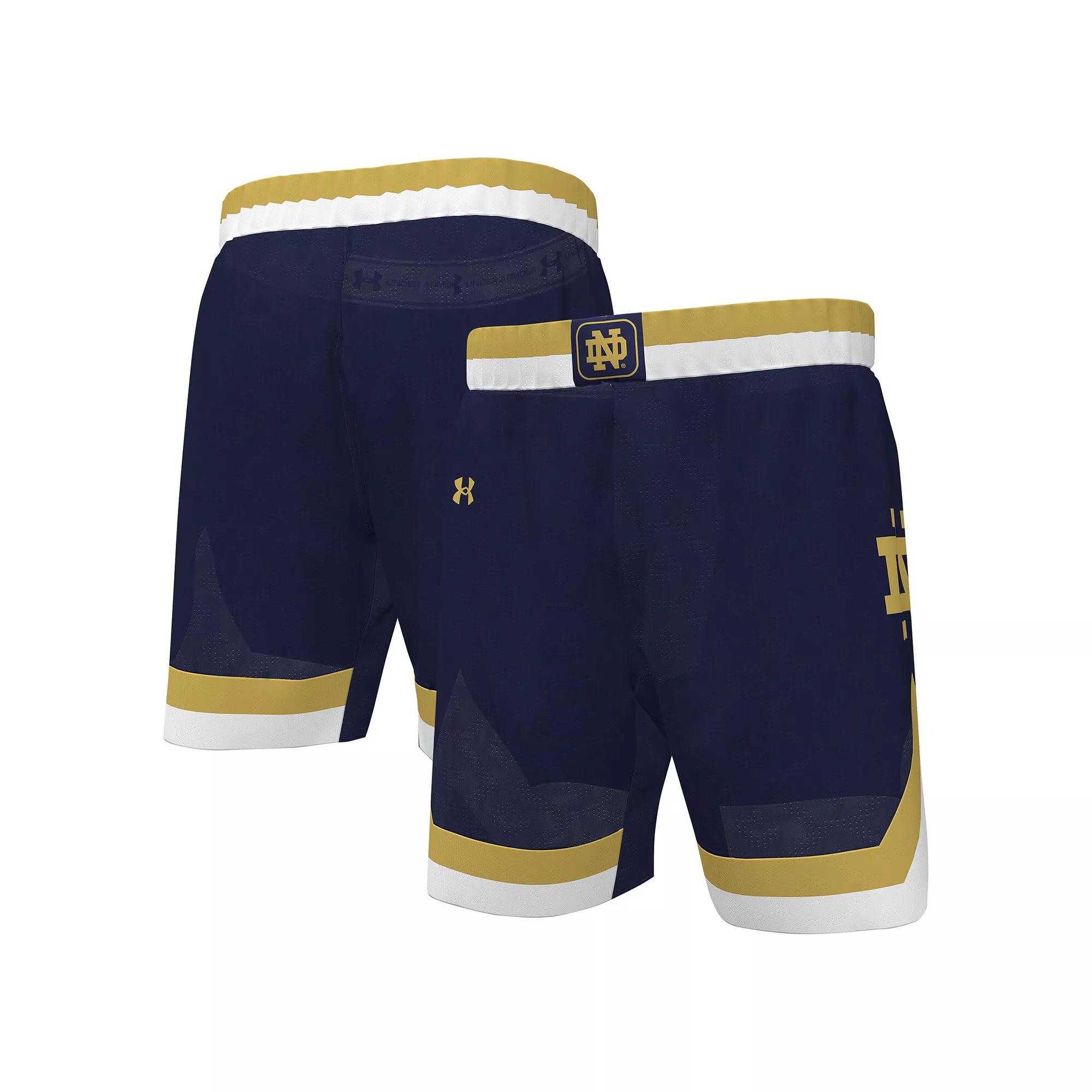 Men's Under Armour Navy Notre Dame Fighting Irish Replica Basketball Shorts, Size: 3XL, Blue Product Image