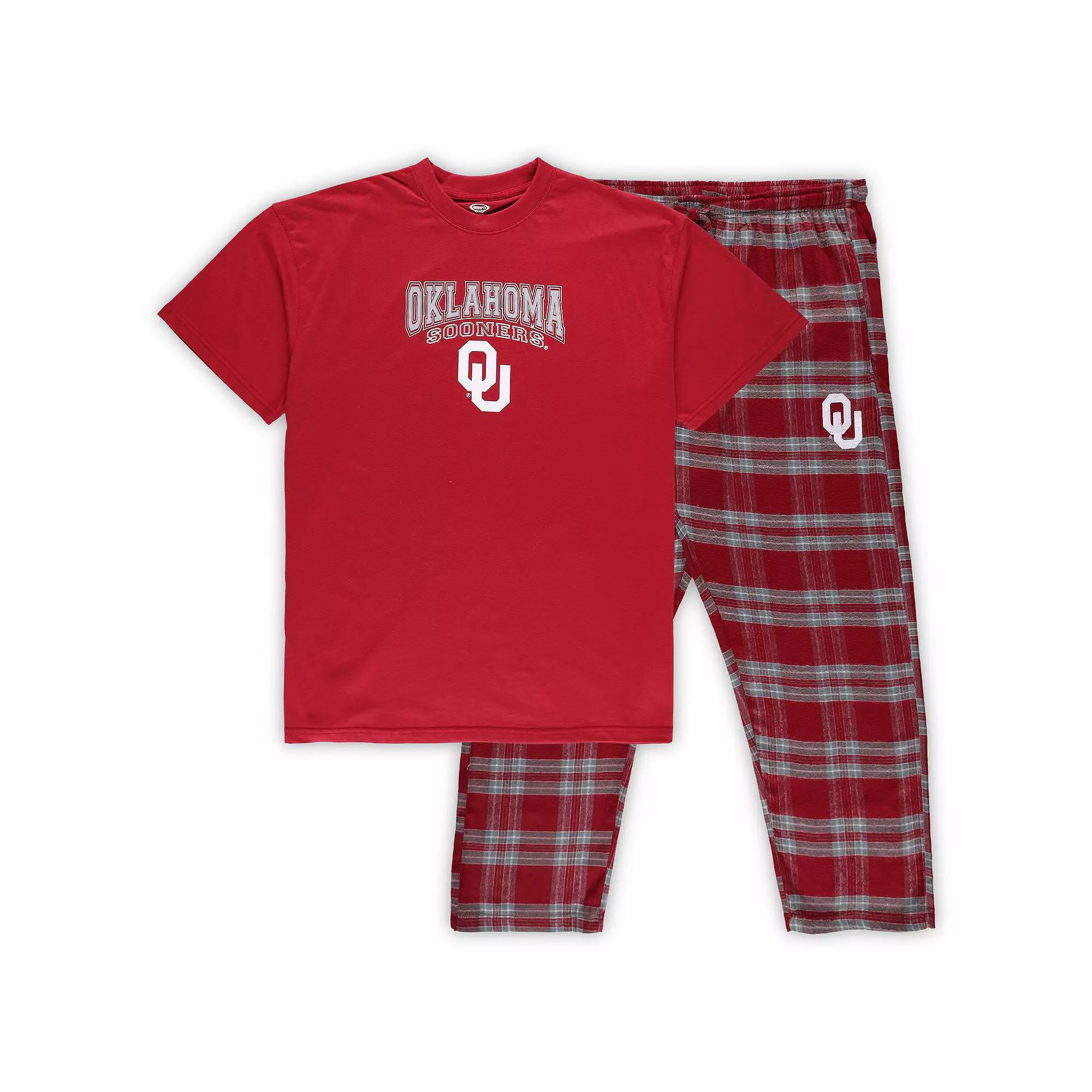Men's Profile Crimson/Gray Oklahoma Sooners Big & Tall 2-Pack T-Shirt & Flannel Pants Set,  Product Image
