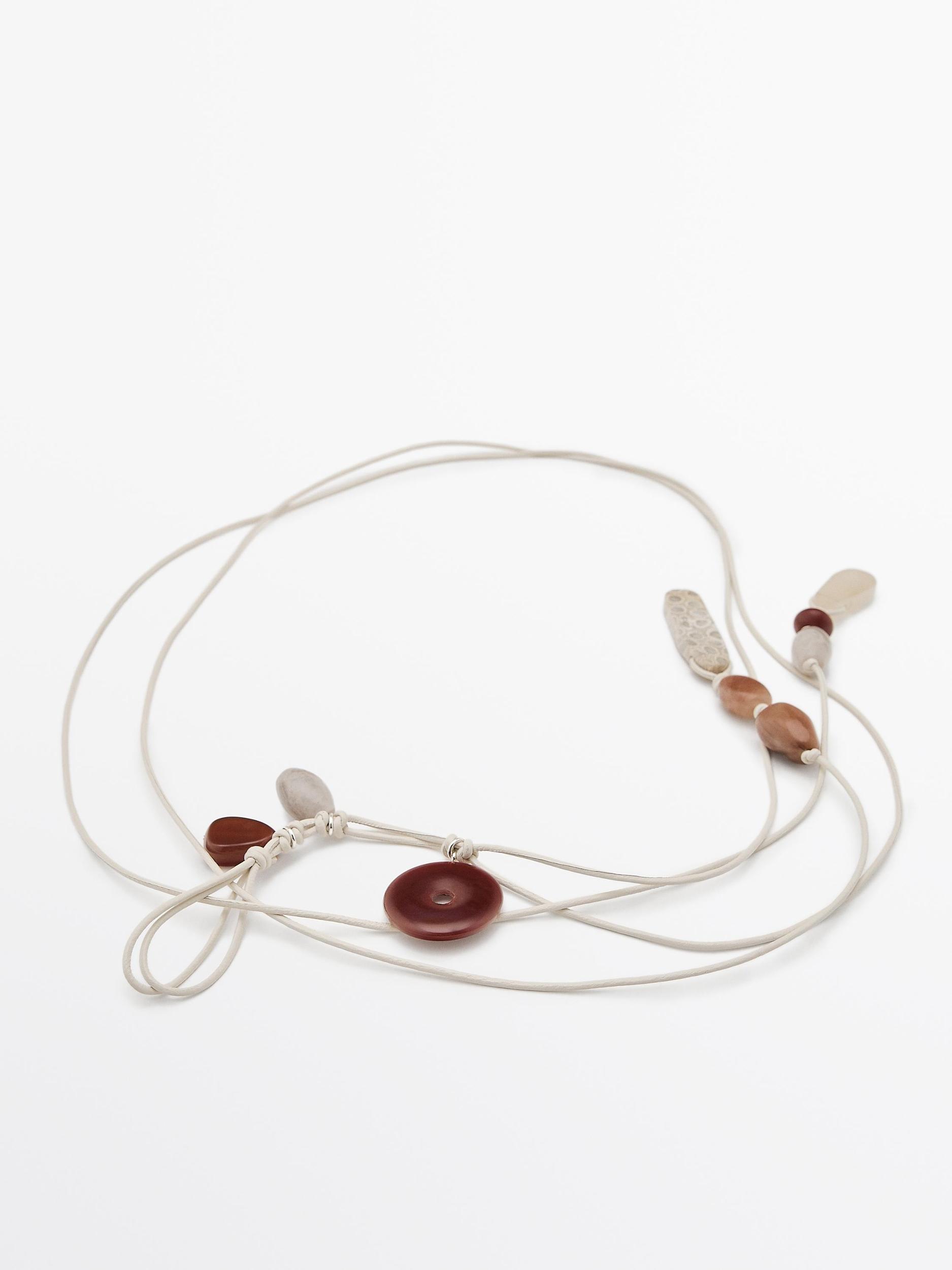 Multi-way leather cord belt with rhinestones Product Image