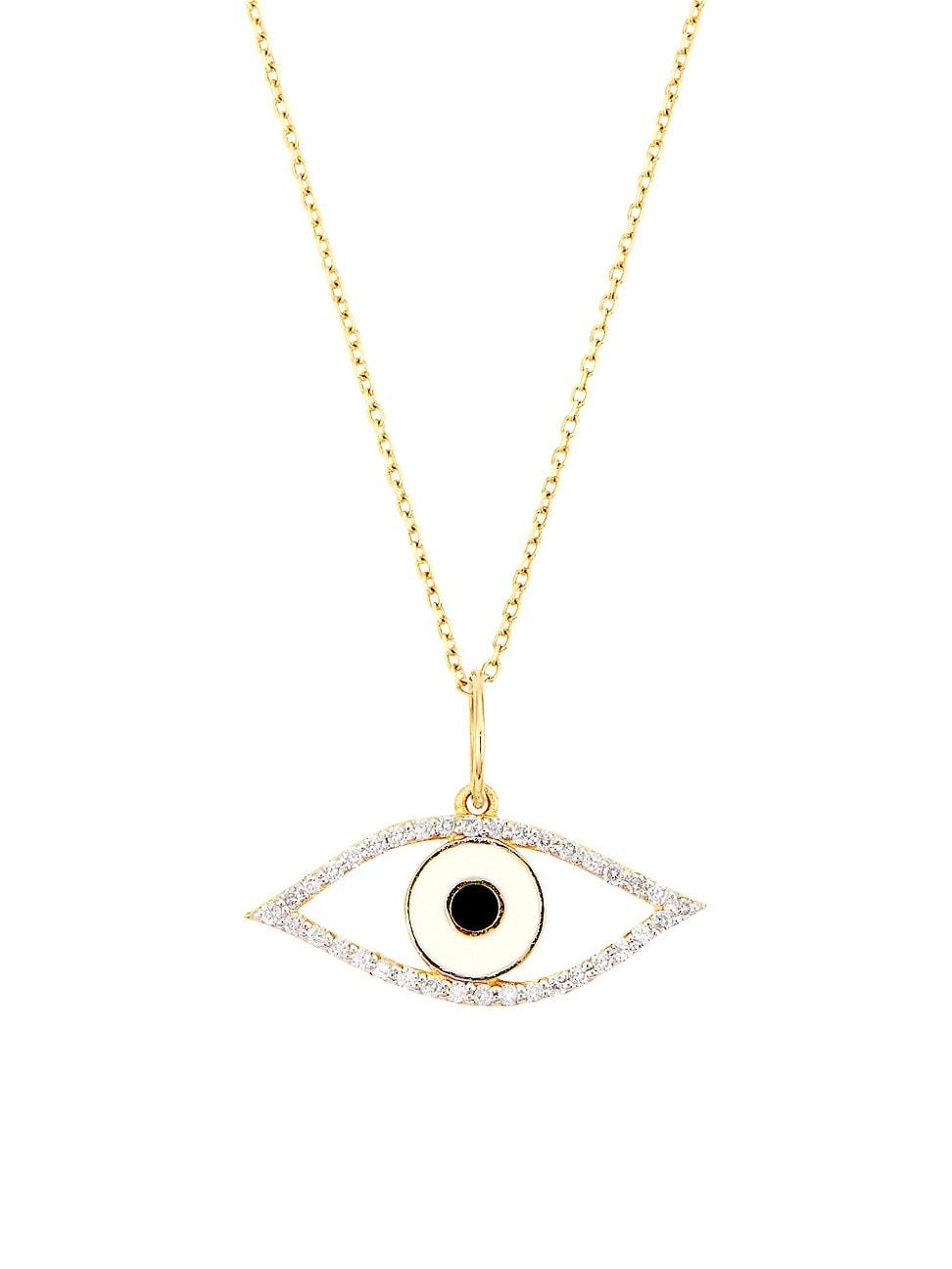 Womens Eye Of Protection 14K Yellow Gold, Enamel & Diamond Necklace Product Image