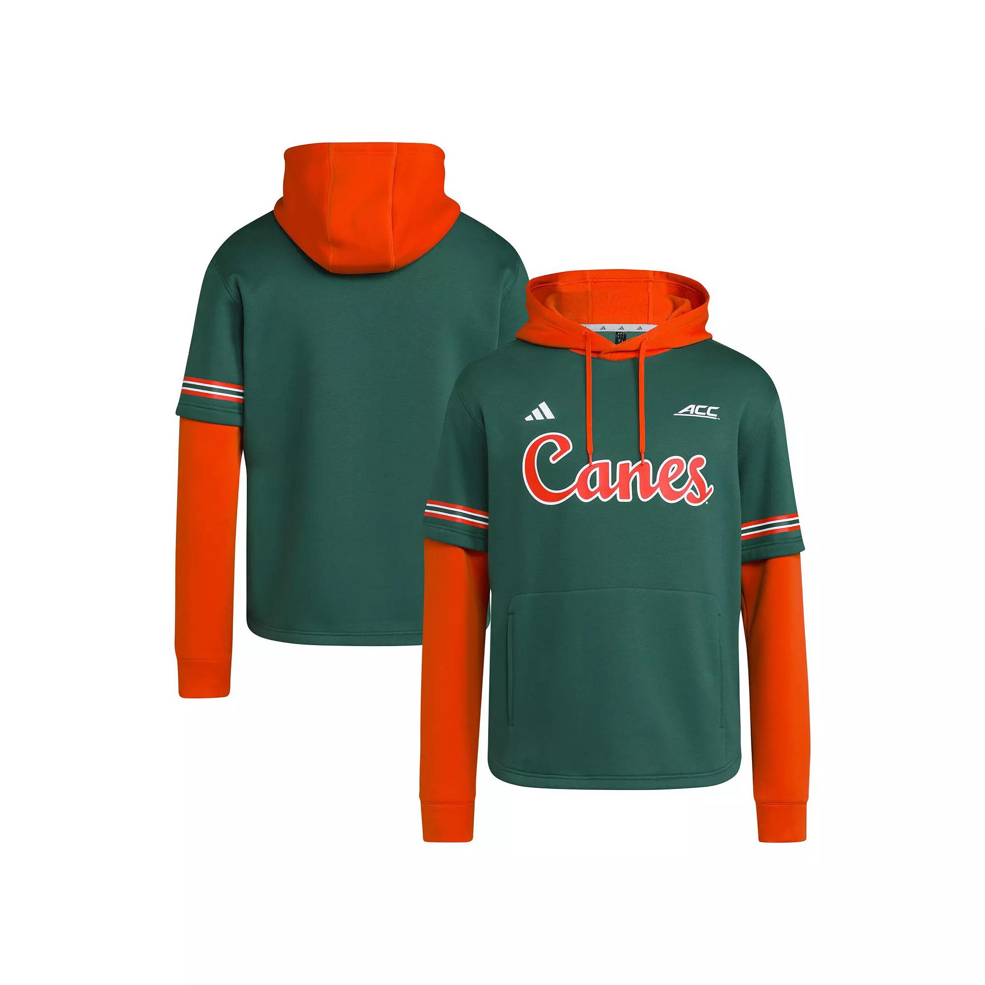 Men's adidas Green Miami Hurricanes Pullover Baseball Jersey Hoodie,  Product Image