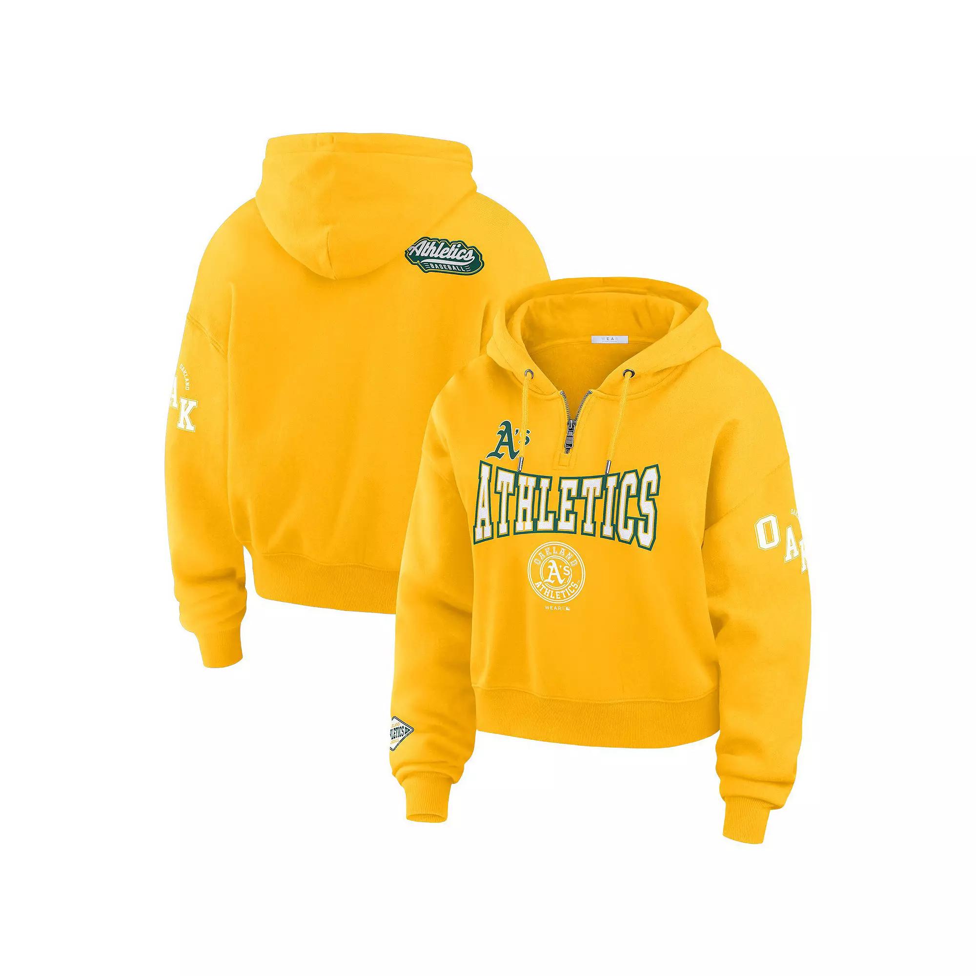 Women's WEAR by Erin Andrews Gold Oakland Athletics Patch Quarter-Zip Hoodie,  Product Image