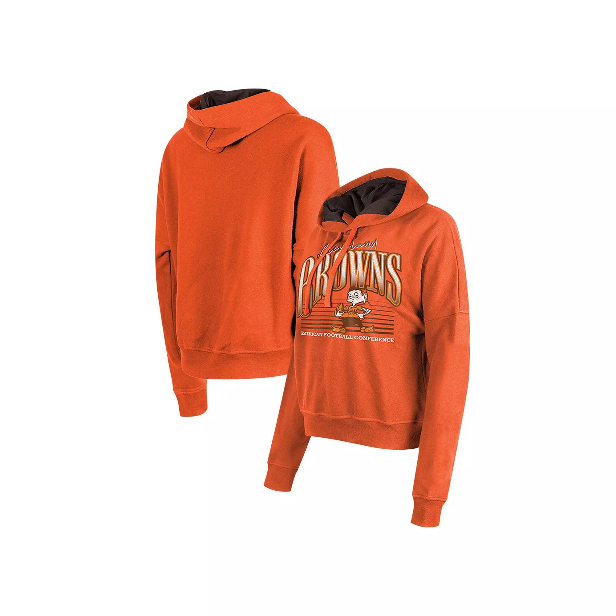 Women's New Era Orange Cleveland Browns Throwback Boxy Pullover Hoodie,  Product Image