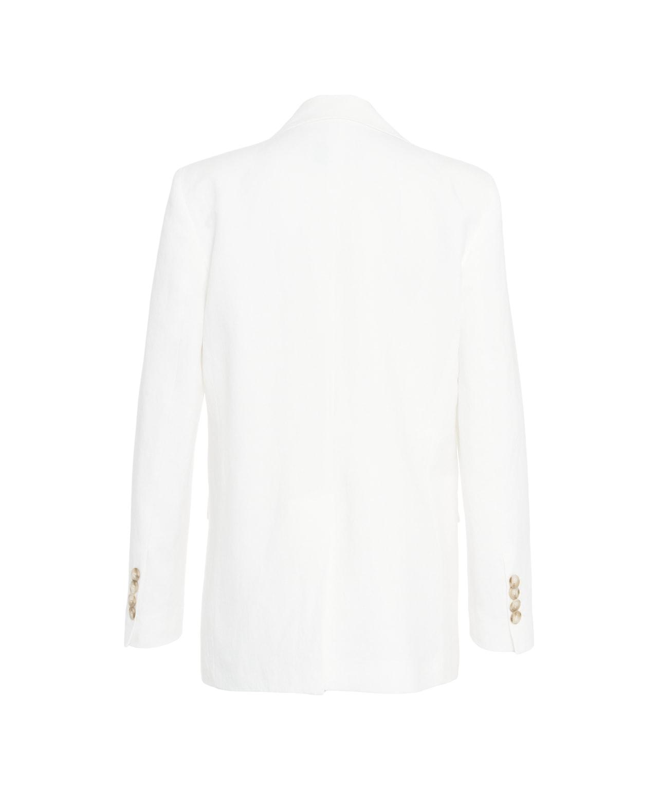 Linen blend double-breasted blazer Product Image