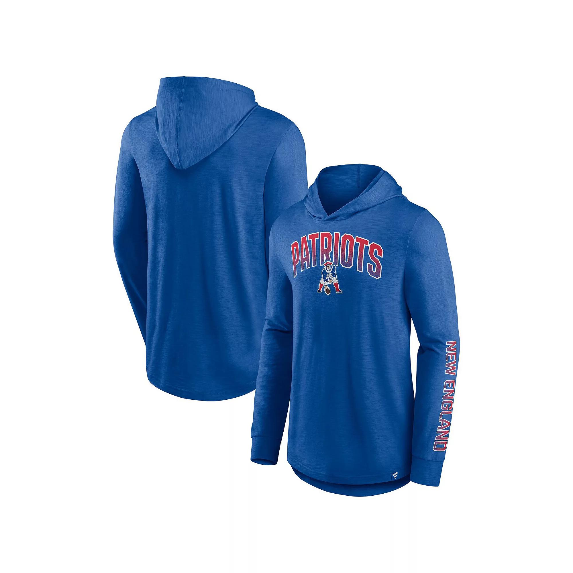 Men's Fanatics Royal New England Patriots Front Runner Long Sleeve Hooded T-Shirt,  Product Image