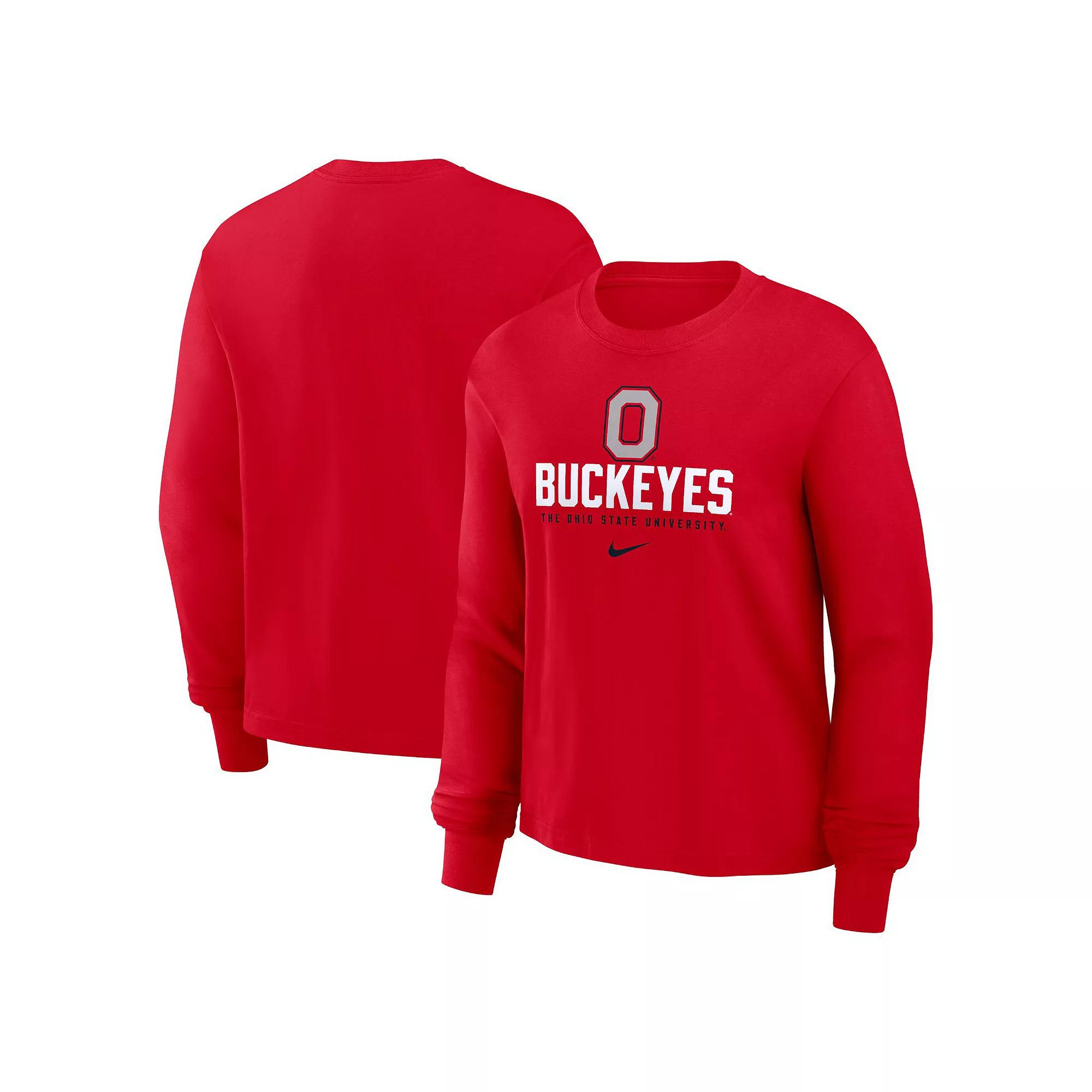 Women's Nike Scarlet Ohio State Buckeyes Primetime University Boxy Long Sleeve T-Shirt, Size: XL, Red Product Image