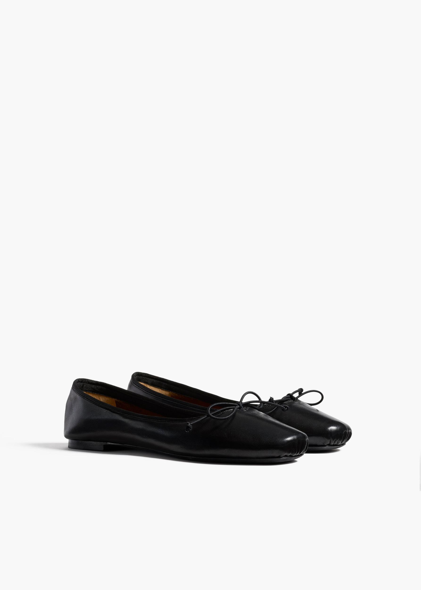 Charlotte Ballerina Flat in Black Leather Product Image