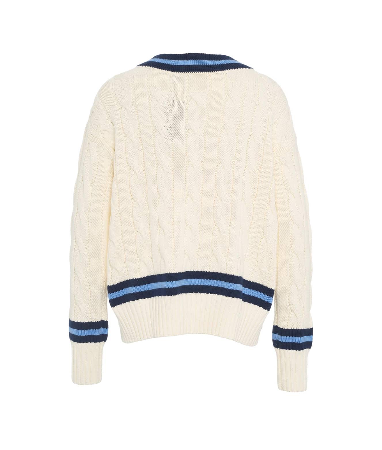 Knit sweater with V-neck Product Image