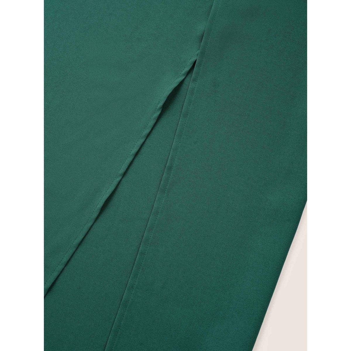Plus Size Emerald Plain Square Neck Belted Split Hem Jumpsuit Women Resort Long Sleeve Square Neck Vacation Loose Jumpsuits BloomChic 22-24/3X Product Image