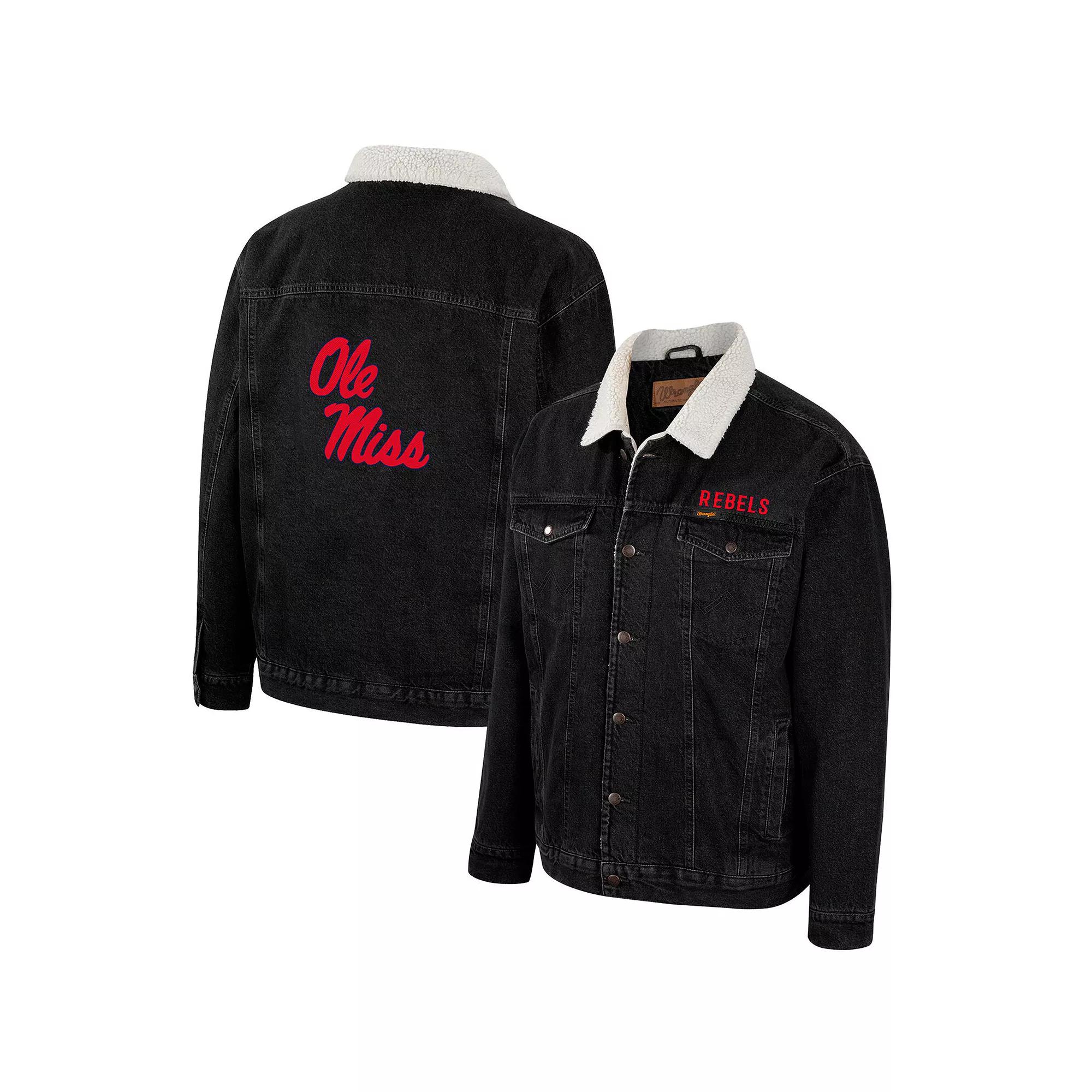 Men's Colosseum x Wrangler Charcoal Ole Miss Rebels Western Button-Up Denim Jacket,  Product Image