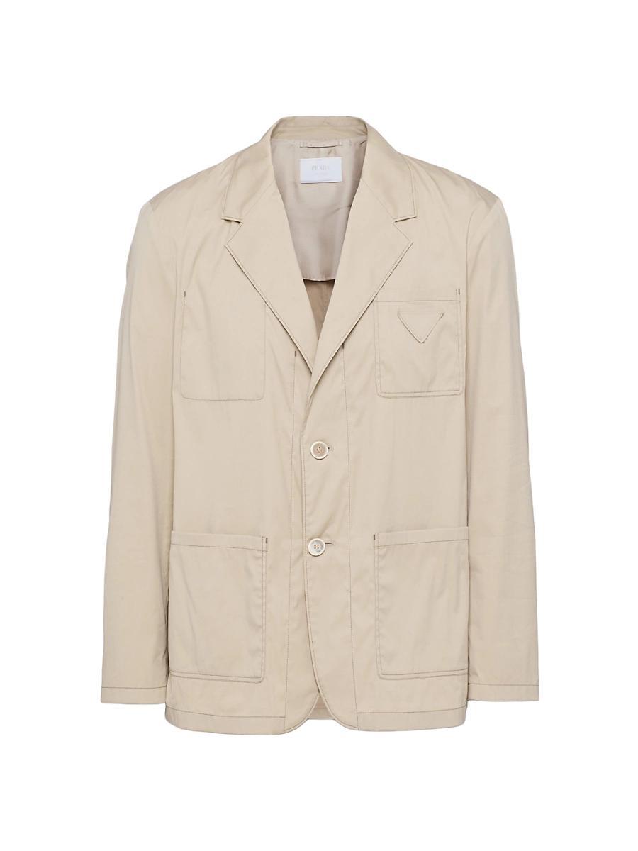 Mens Single-Breasted Cotton Blend Jacket Product Image