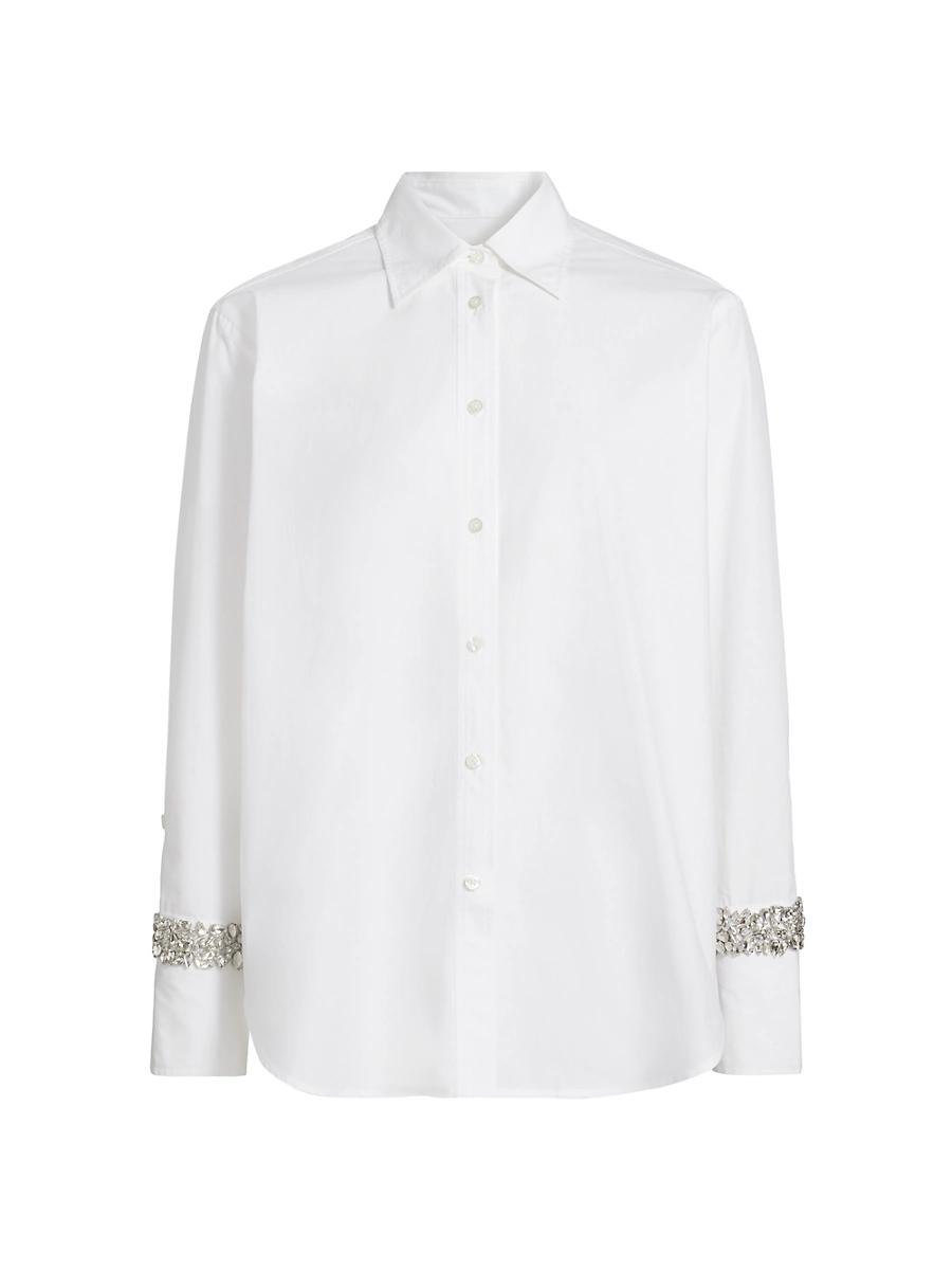 Womens Calvin Cotton Embellished-Cuff Shirt Product Image