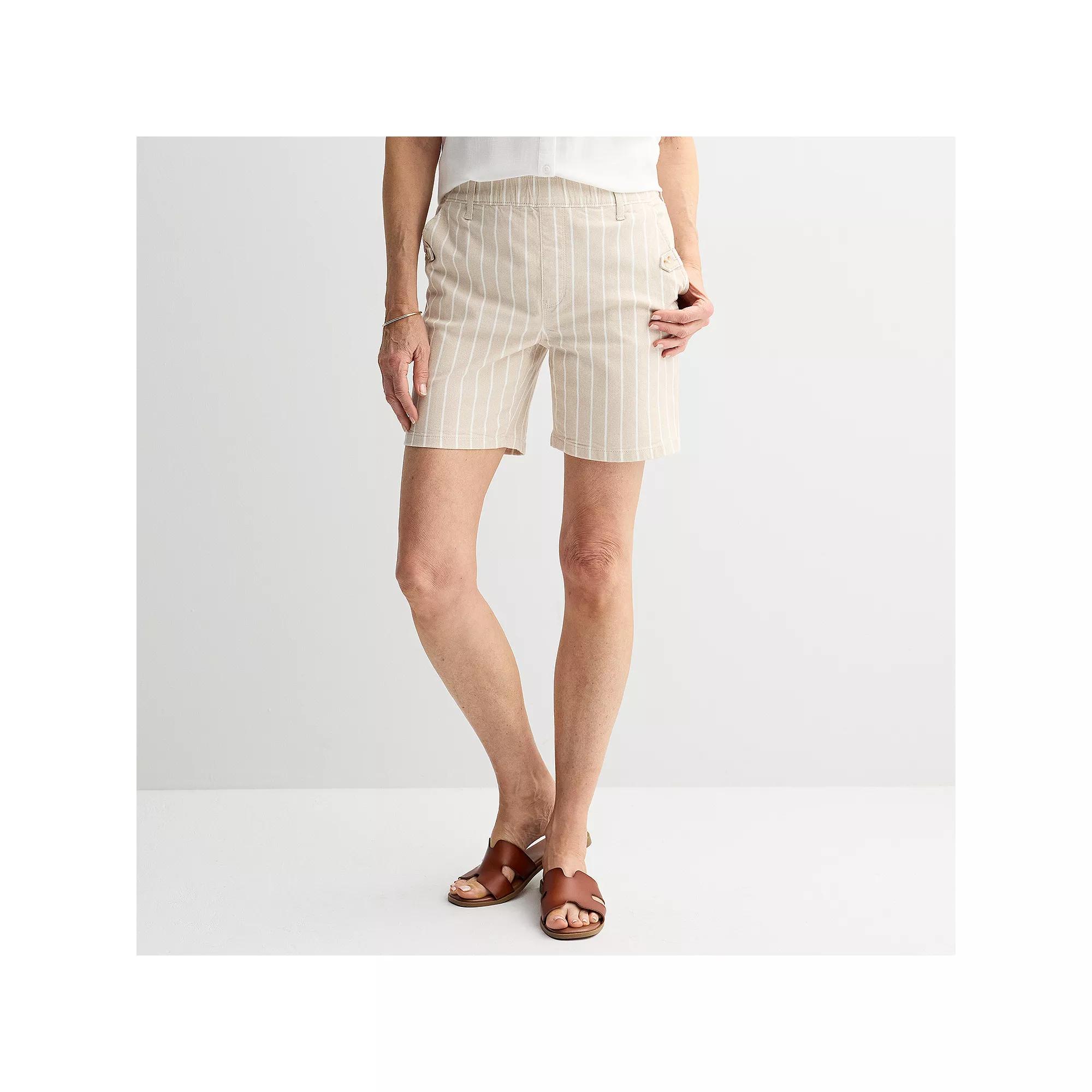 Women's Croft & Barrow® Modern Pull-On Shorts, Size: Large, Stripe Product Image