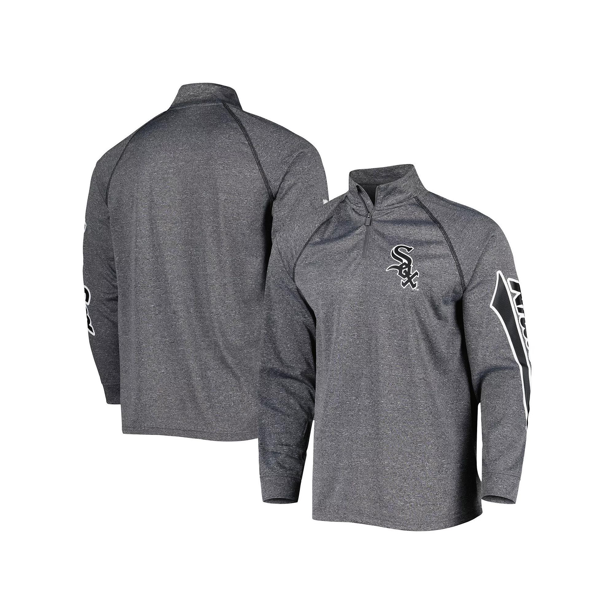 Men's Stitches Heather Gray Chicago White Sox Wordmark Raglan Quarter-Zip Top,  Product Image