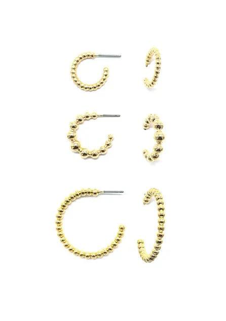 Set of 3 Beaded Hoop Sets on a Leather Circle Display Product Image