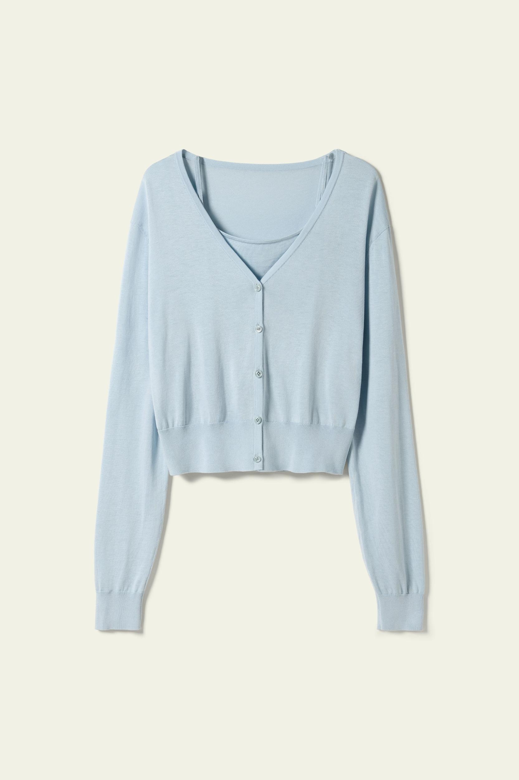 Silk Cotton Blend Cardigan Set Product Image