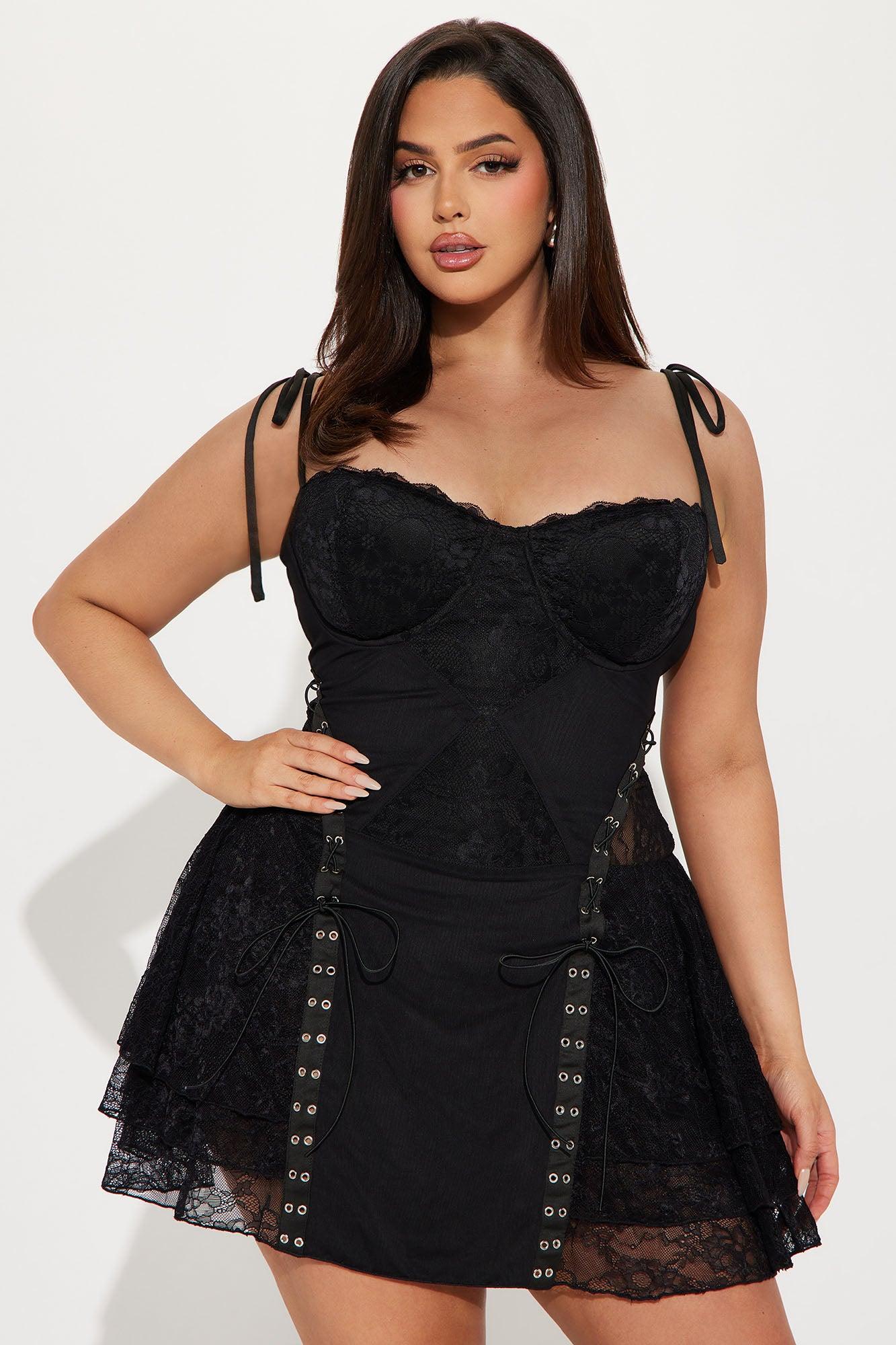 Cora Lace Mini Dress - Black Product Image