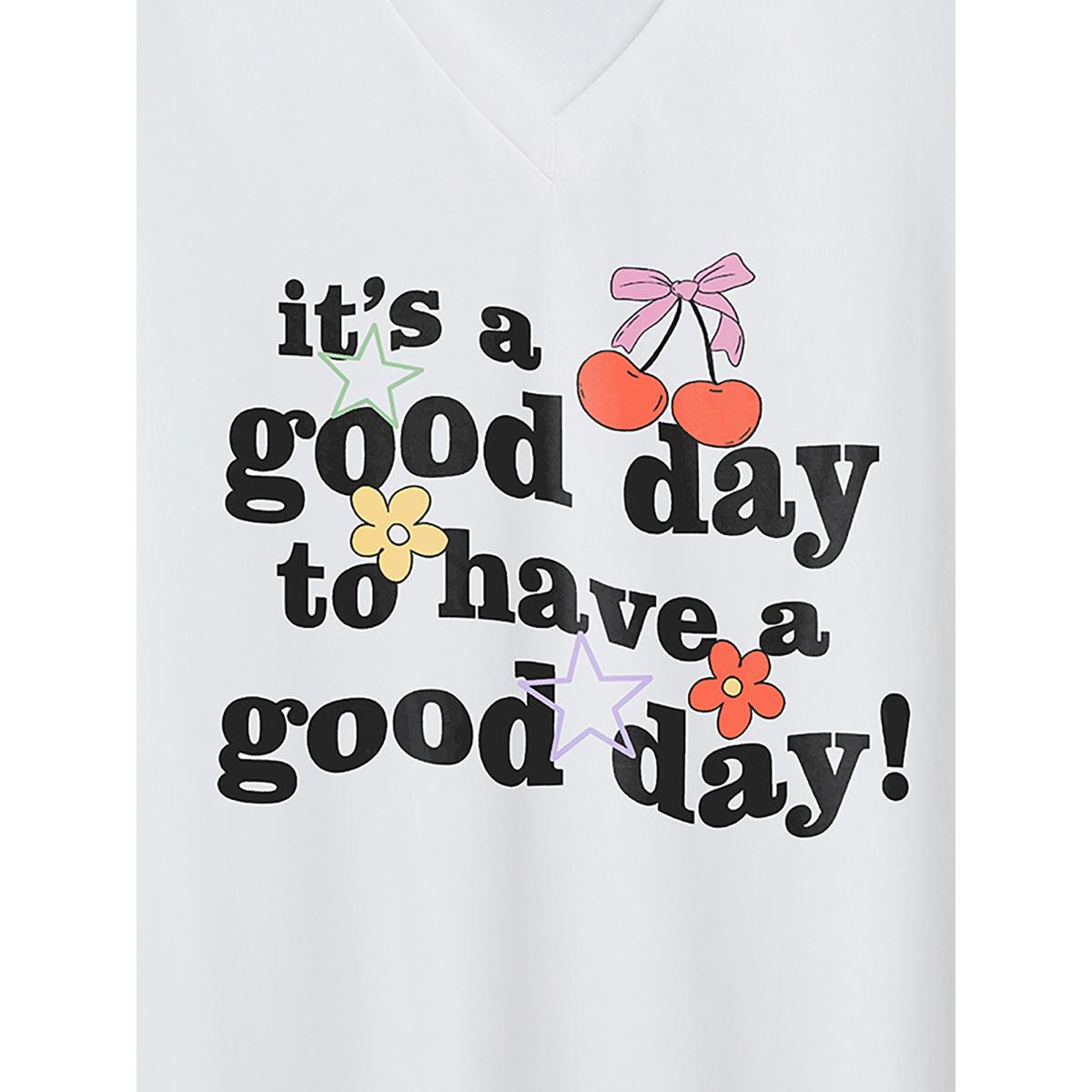 Plus Size Good Days Only V-Neck T-Shirt Originalwhite Women Non Positive slogan V-neck Everyday-Casual T-shirts BloomChic 12/L Product Image