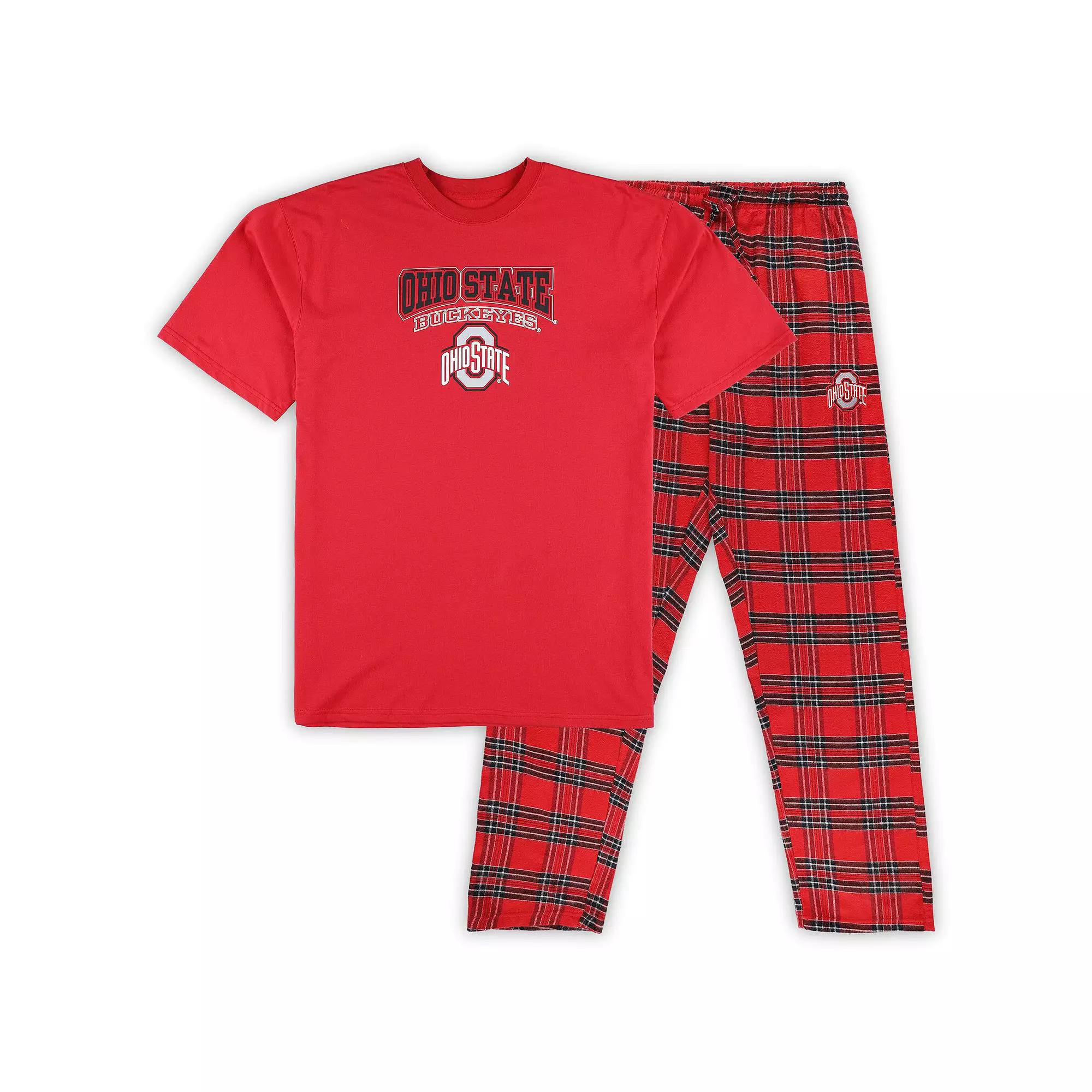 Men's Profile Scarlet/Black Ohio State Buckeyes Big & Tall 2-Pack T-Shirt & Flannel Pants Set,  Product Image