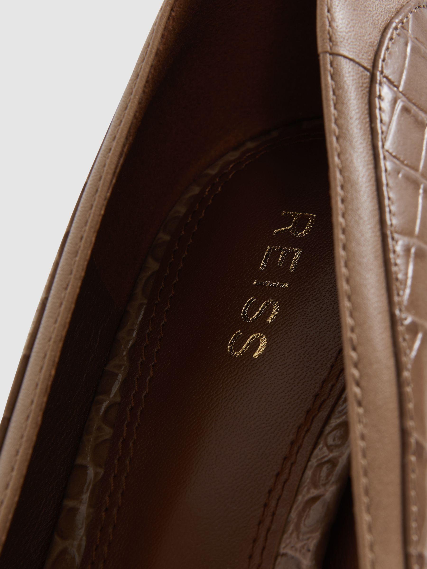 Leather Contrast Court Shoes in Taupe Product Image