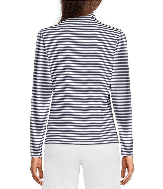 J.McLaughlin Ace Knit Stripe Print Quarter Zip Mock Neck Long Sleeve Pullover Product Image