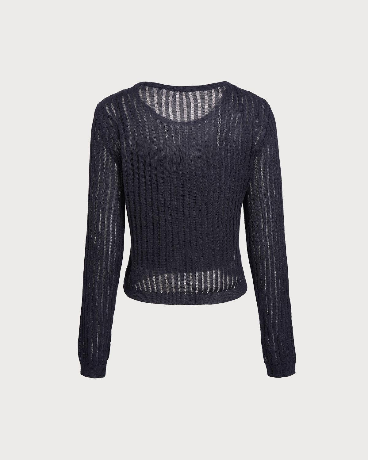 Navy Pullover Sweater Two-Piece Set Product Image