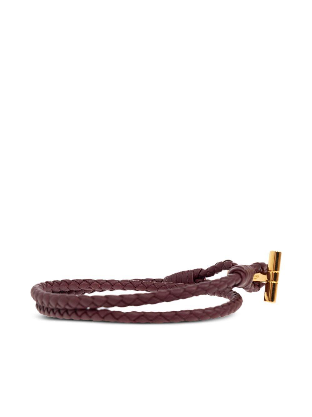 braided leather T-bar bracelet Product Image