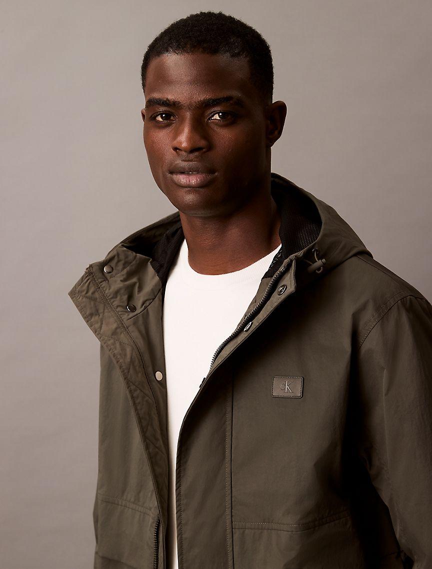 Crinkle Nylon Hooded Windbreaker Jacket Product Image