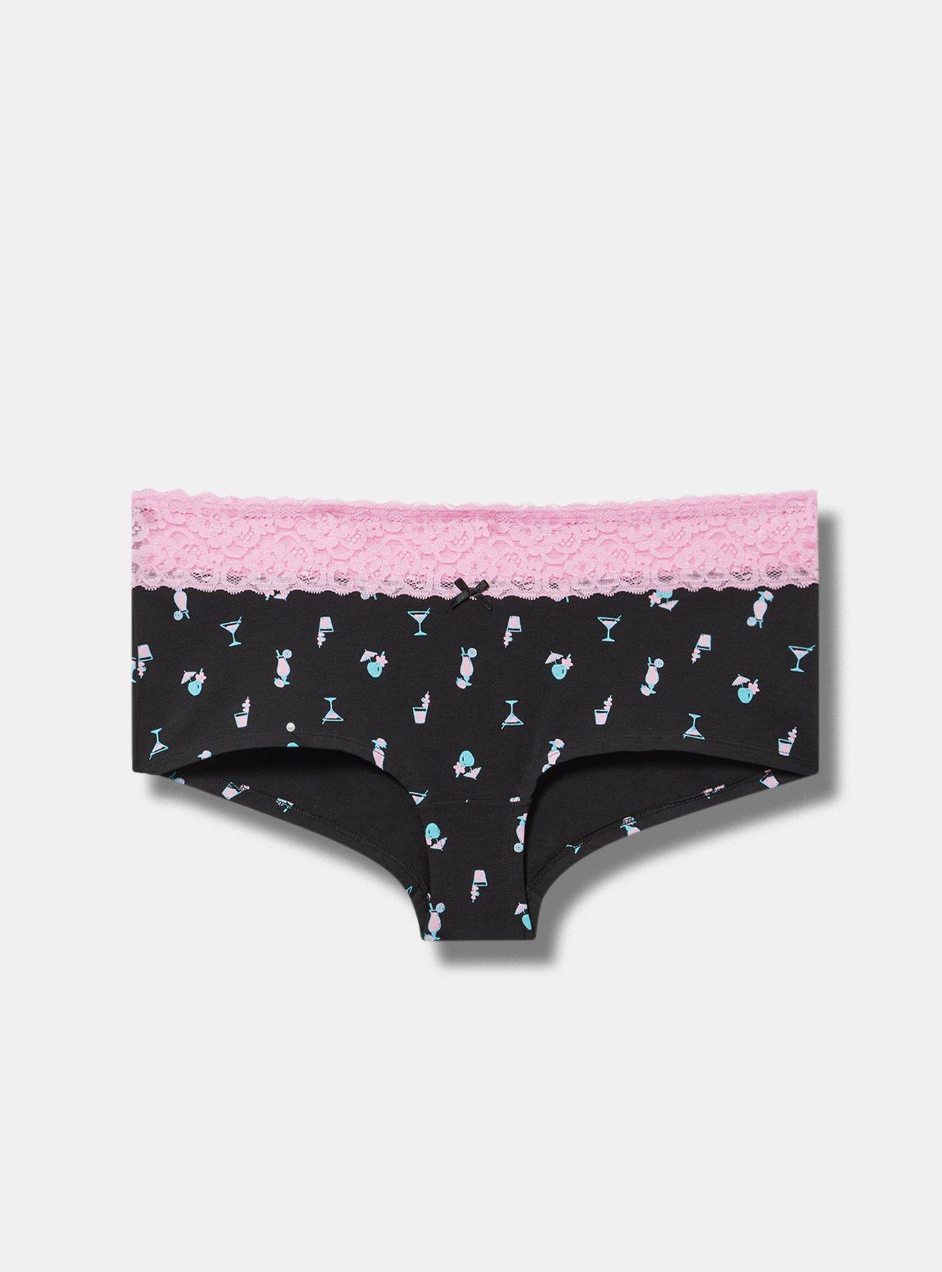 Cotton Mid-Rise Lace Trim Boyshort Panty Product Image