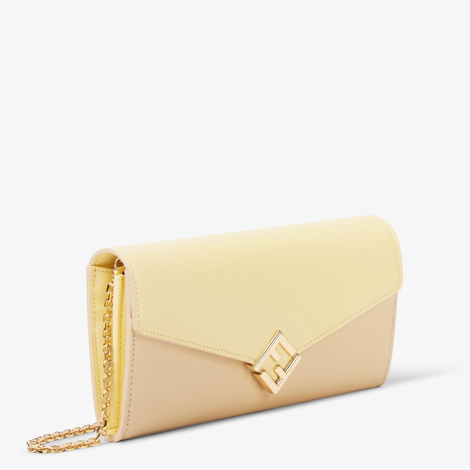 FF Diamonds Continental With ChainYellow and beige leather wallet Product Image