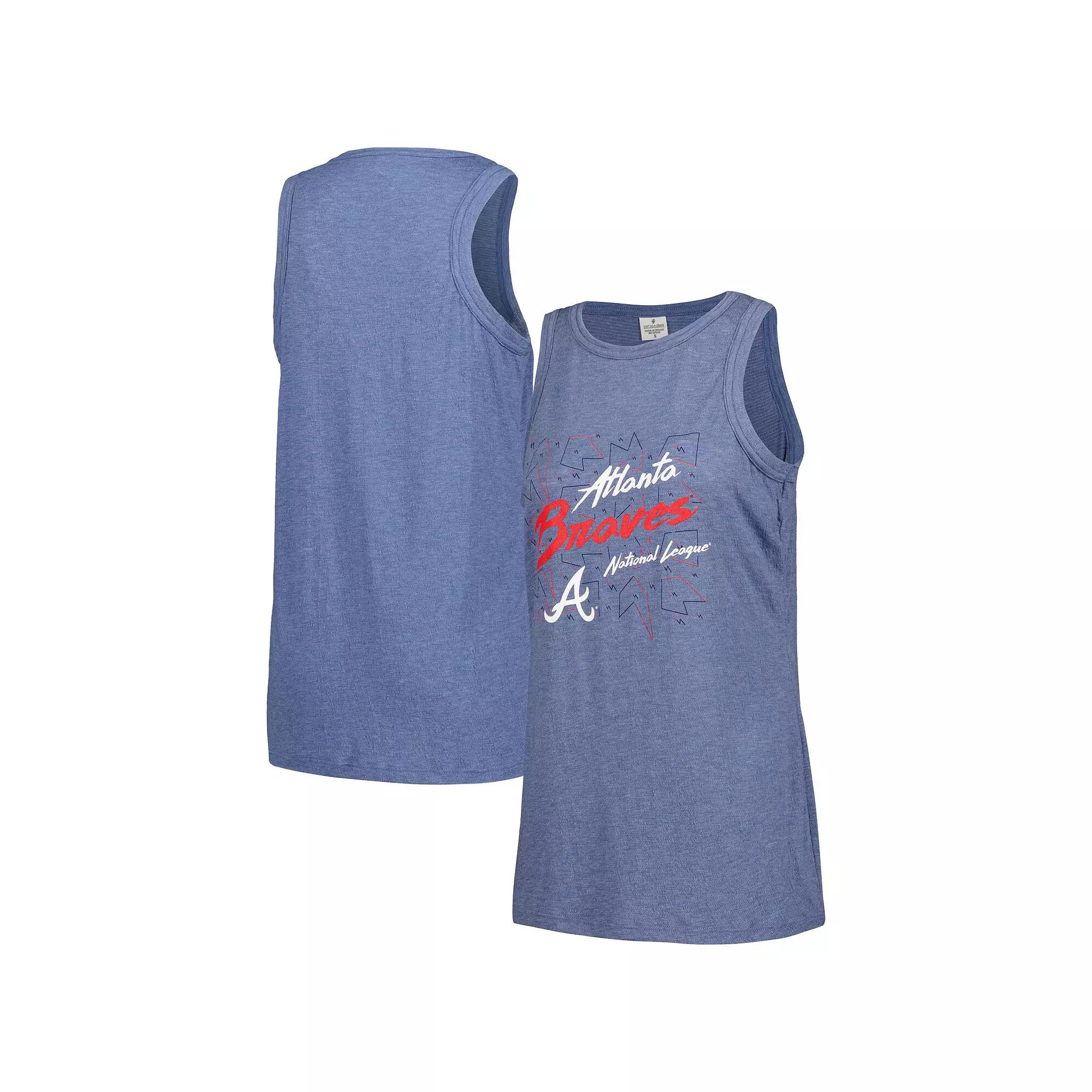 Women's Soft as a Grape Navy Atlanta Braves Gauze High Neck Tank Top,  Product Image