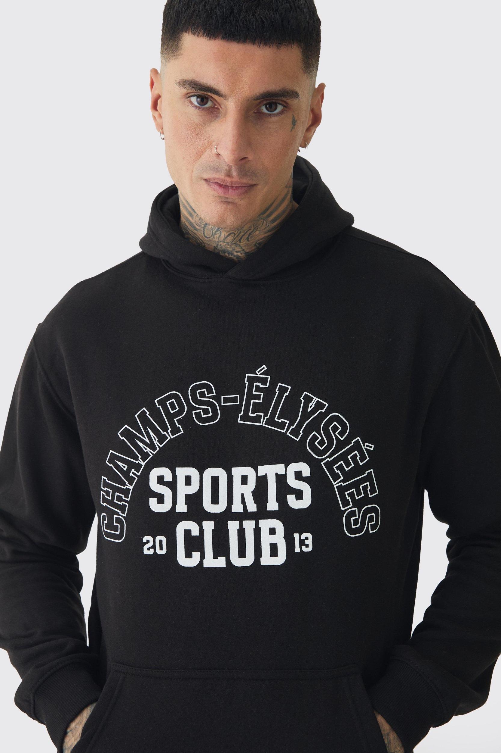 Tall Sports Club Varsity Oversized Hoodie | boohooMAN USA Product Image