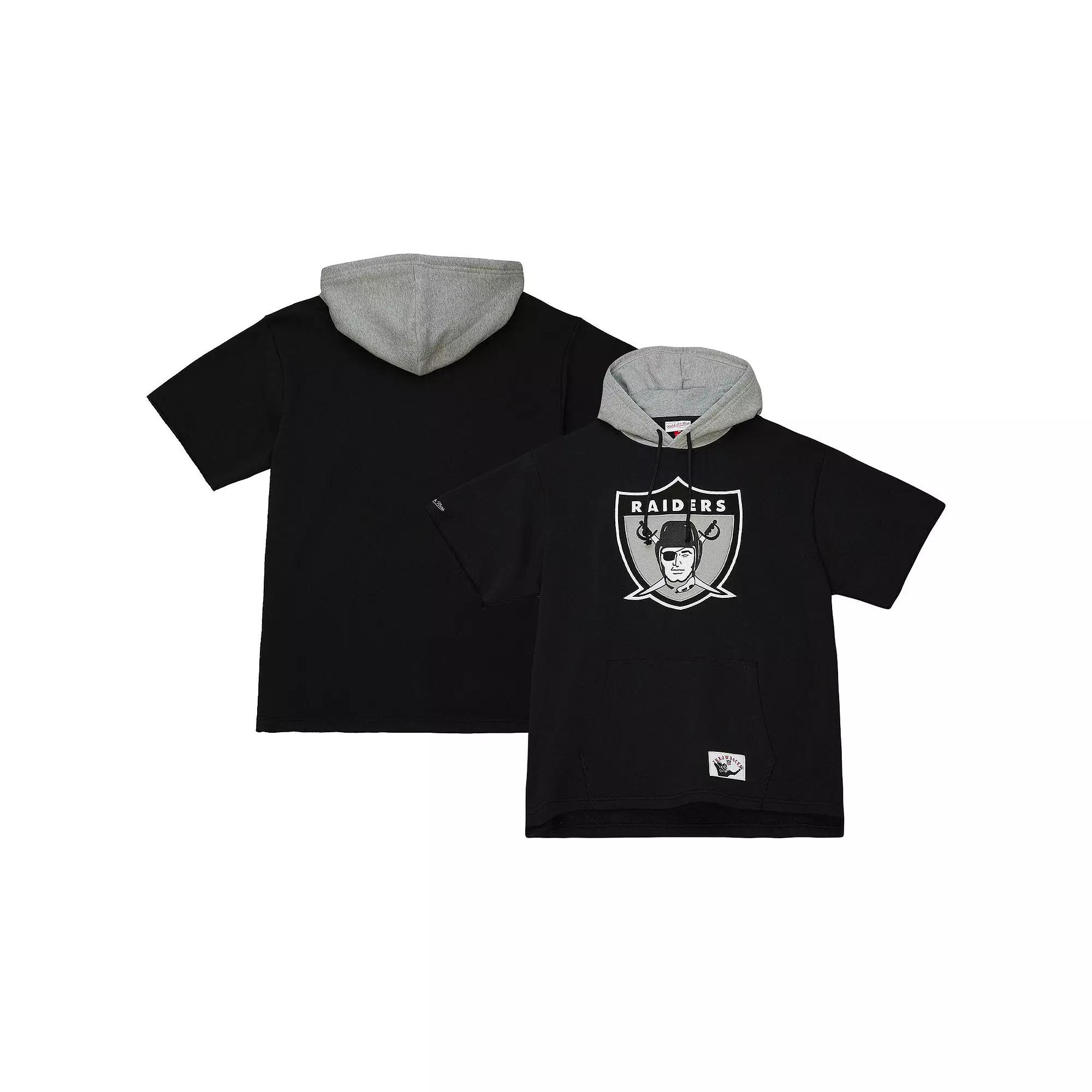 Men's Mitchell & Ness Black Las Vegas Raiders Postgame Short Sleeve Hoodie,  Product Image