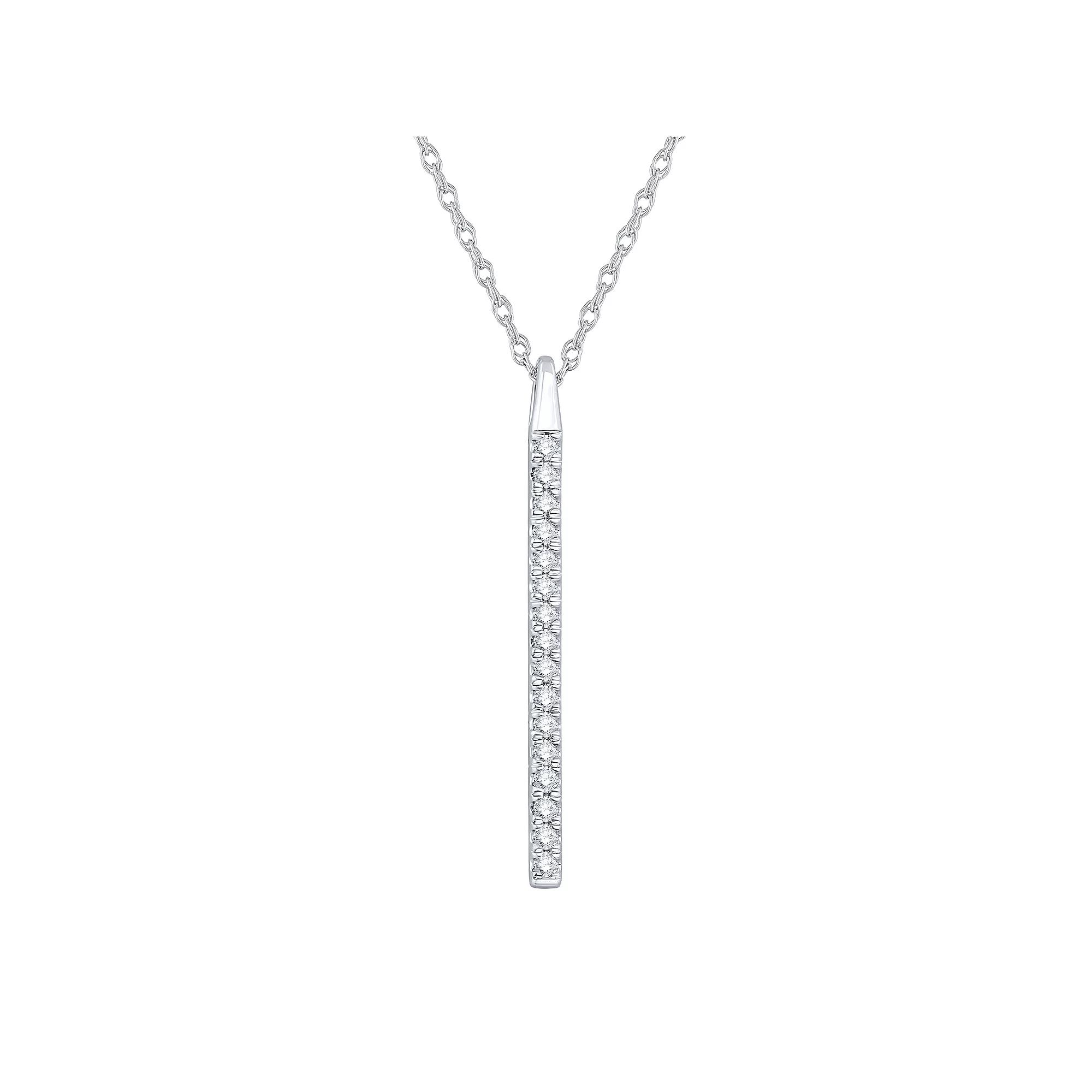 10k White Gold 1/5 Carat T.W. Diamond Stick Pendant Necklace, Women's, Size: 18" Product Image