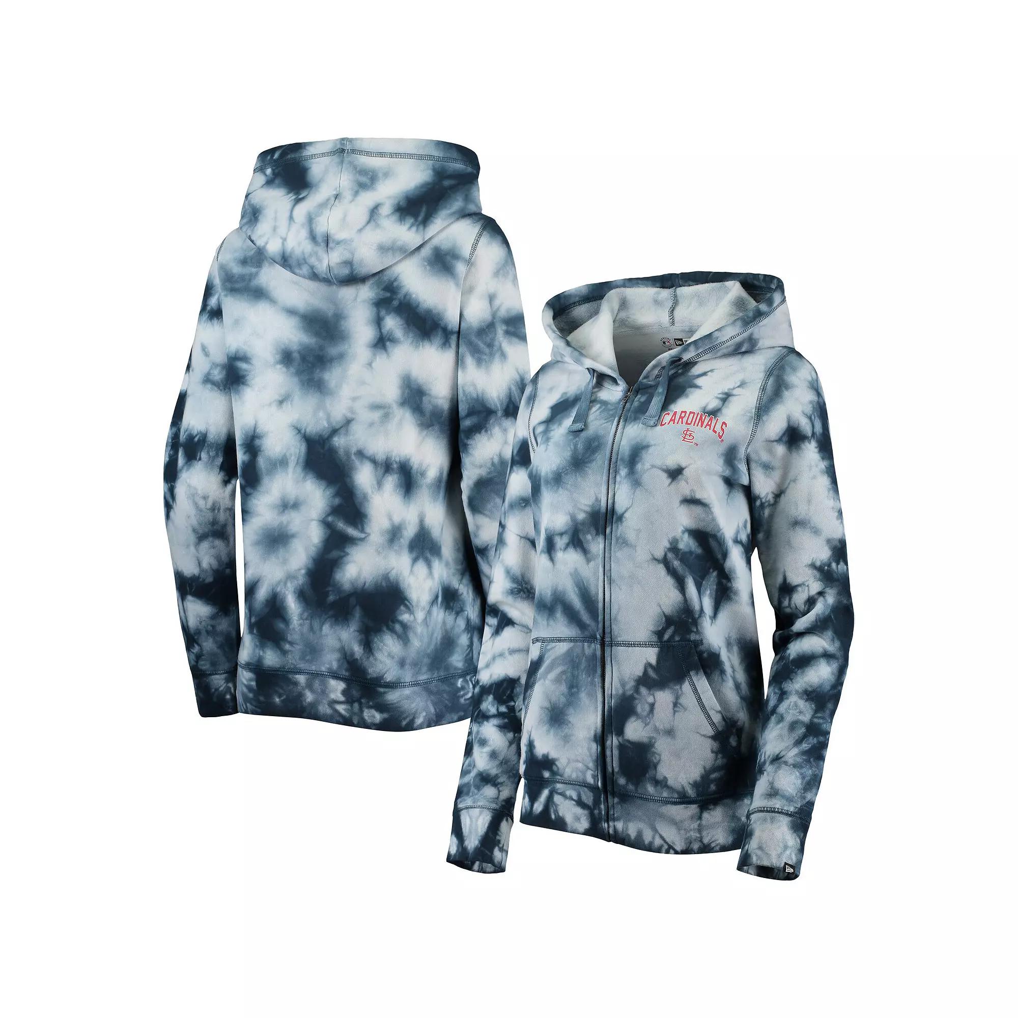 Women's New Era Navy St. Louis Cardinals Tie-Dye Full-Zip Hoodie, Size: Medium, Blue Product Image