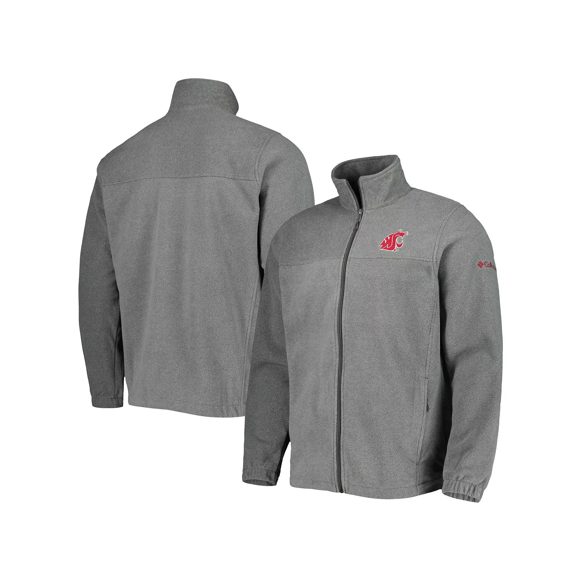 Mens Columbia Charcoal Washington State Cougars Flanker III Fleece Team Full-Zip Jacket Product Image
