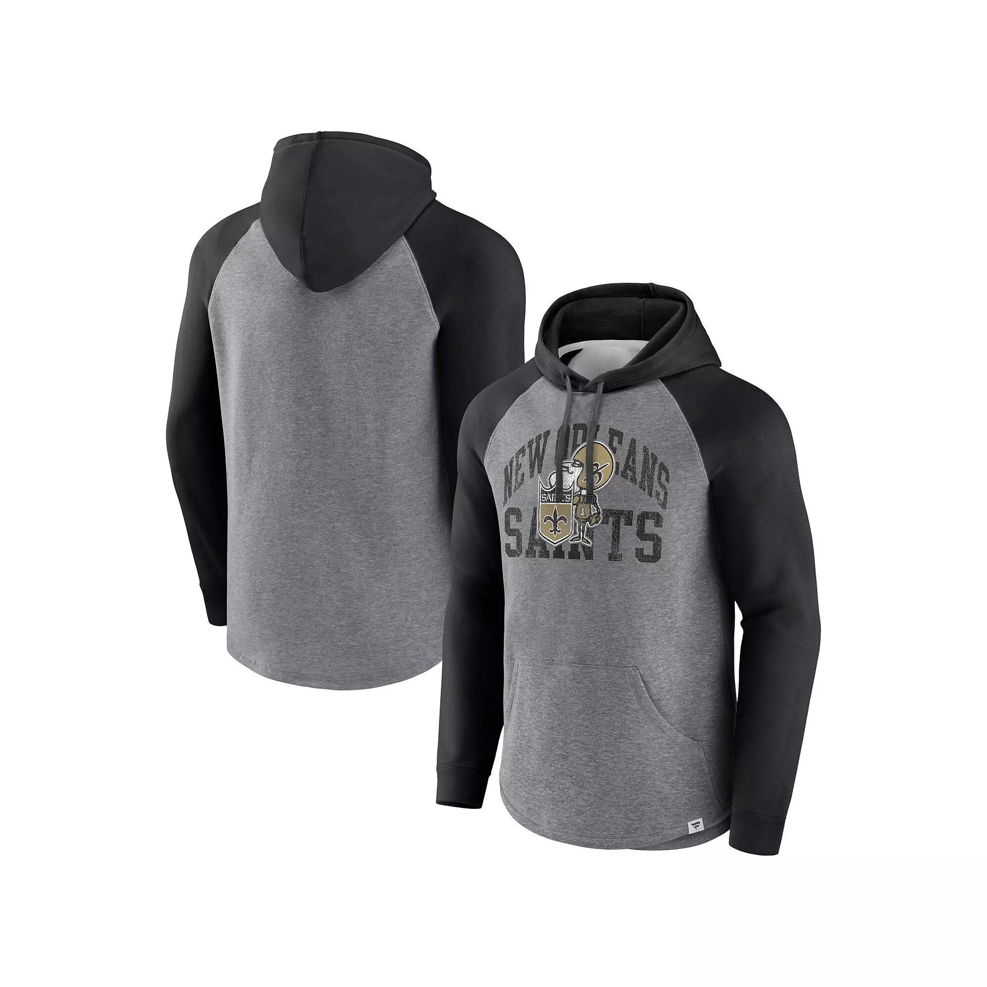 Men's Fanatics Branded Heather Gray New Orleans Saints Favorite Arch Raglan Pullover Hoodie,  Product Image