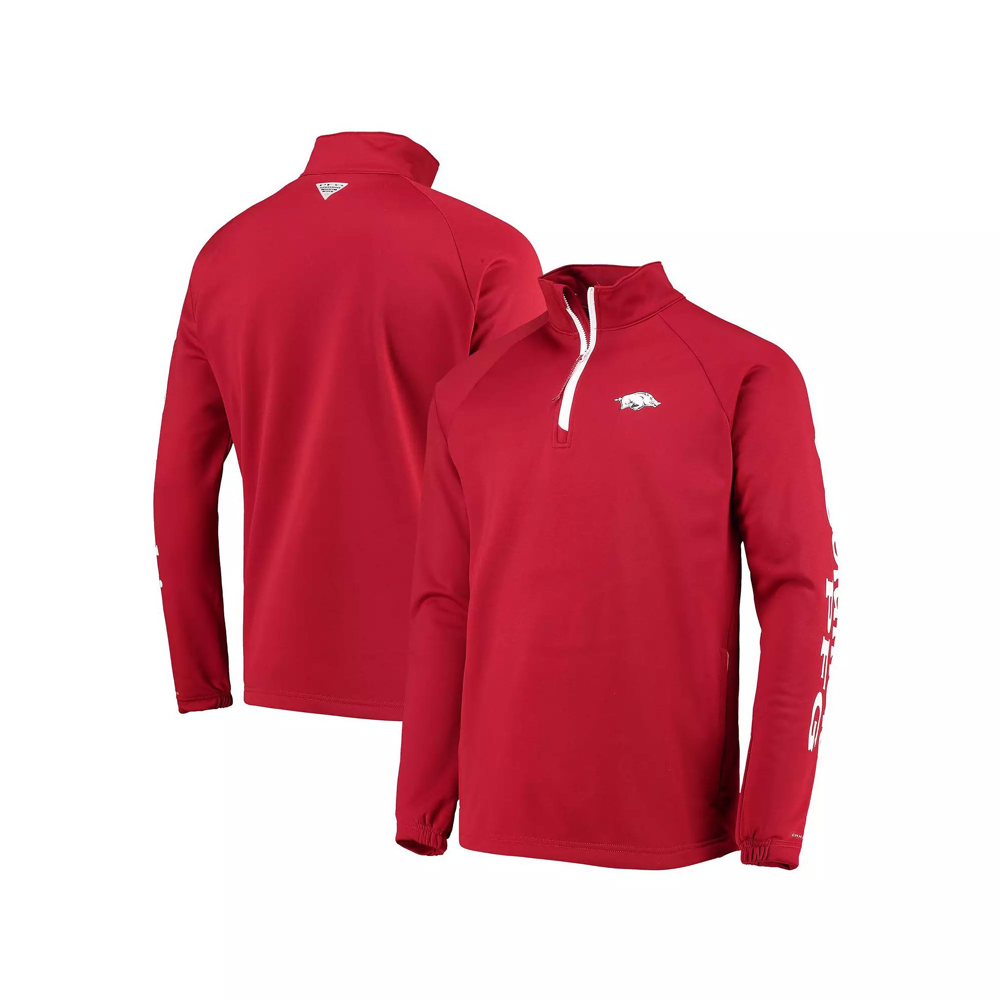 Men's Columbia Cardinal Arkansas Razorbacks Terminal Tackle Fleece Raglan Omni-Shade Quarter-Zip Jacket, Size: Medium, Red Product Image