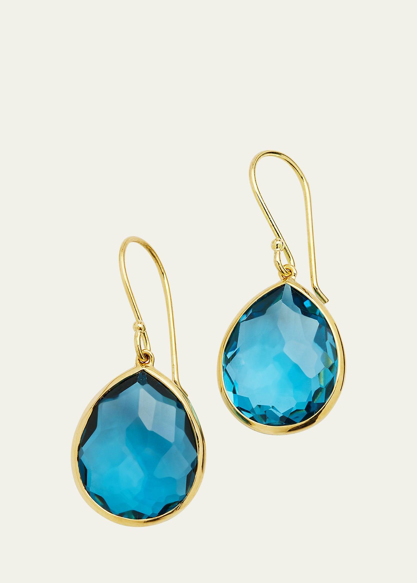 Womens Rock Candy Medium 18K Green Gold & London Blue Topaz Teardrop Earrings Product Image