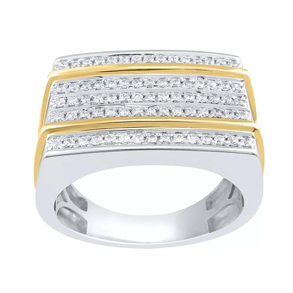 Men's 14k Gold Over Silver 1/2 Carat T.W. Diamond Ring, Size: 10, Two Tone Product Image