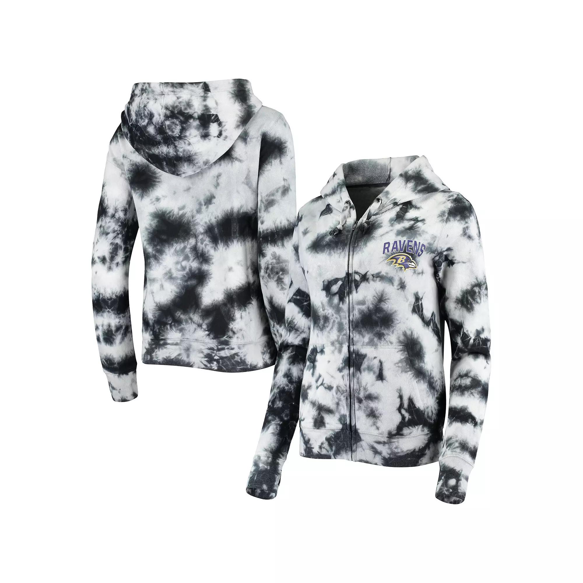 Women's New Era Black Baltimore Ravens Tie Dye Fleece Full-Zip Hoodie, Size: XS Product Image