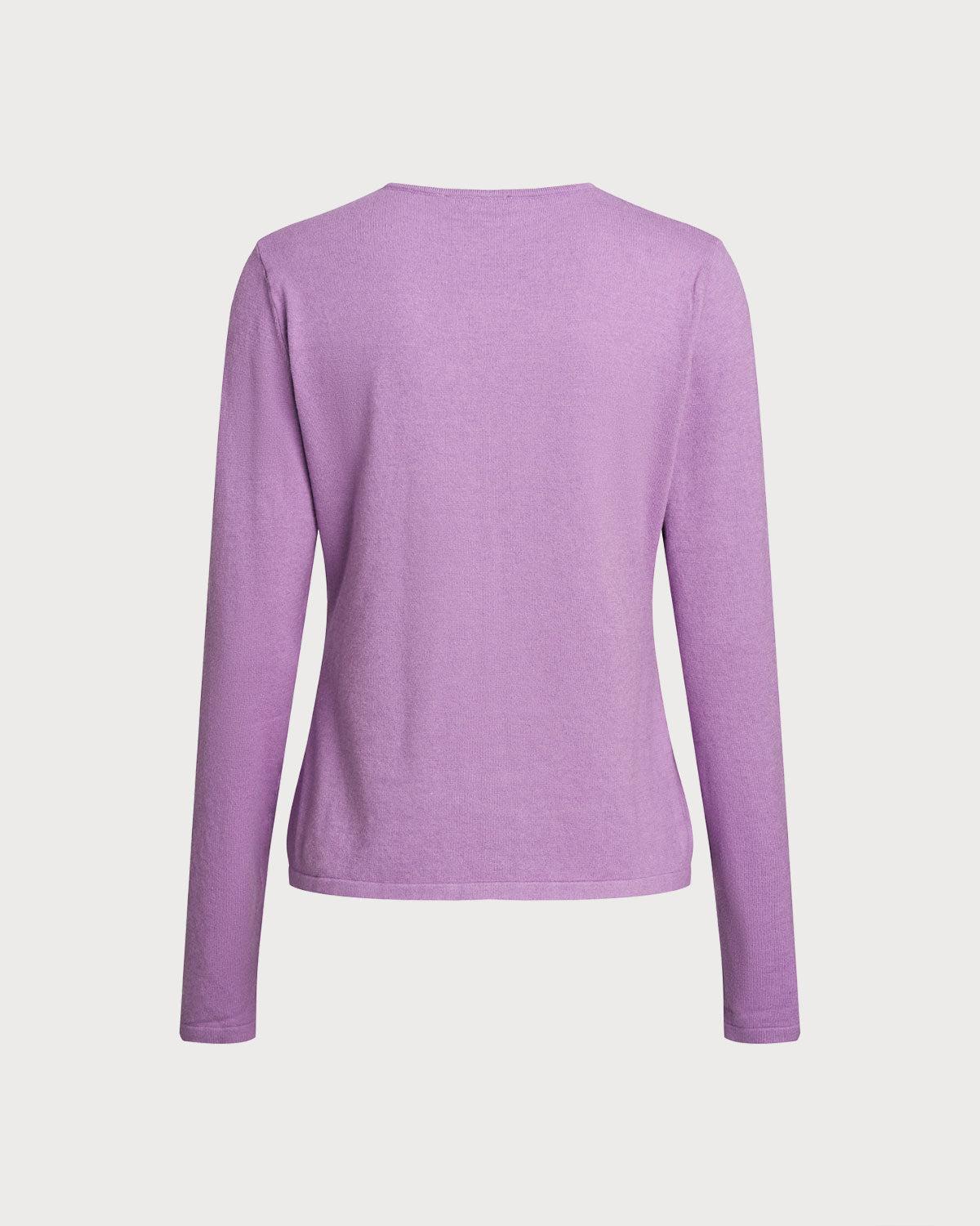 Purple Ribbed Knit Cardigan Product Image