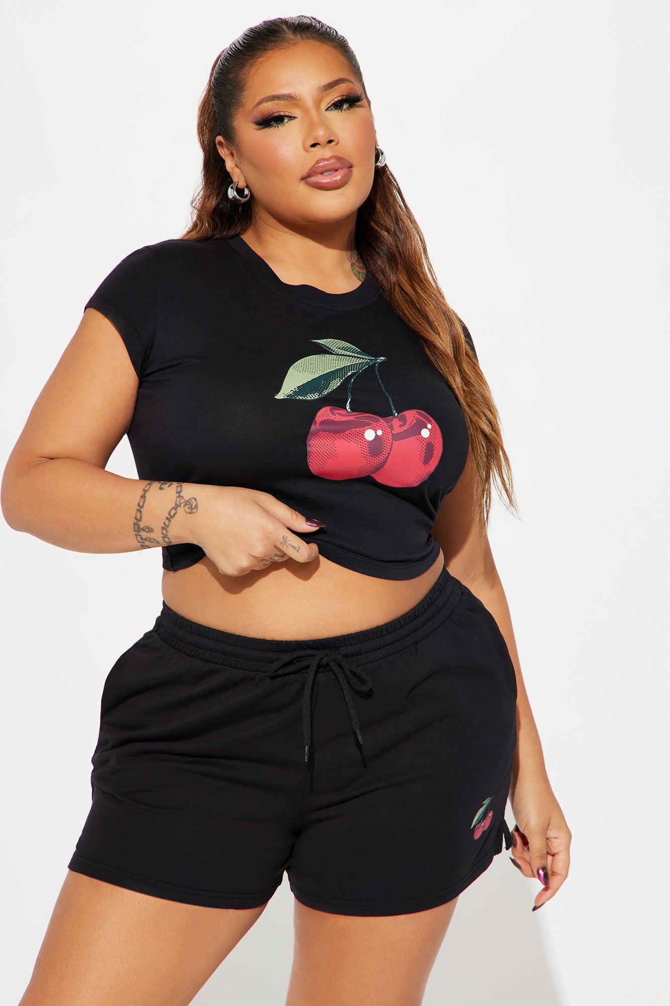 Sweet As Cherries Short Set - Black Product Image