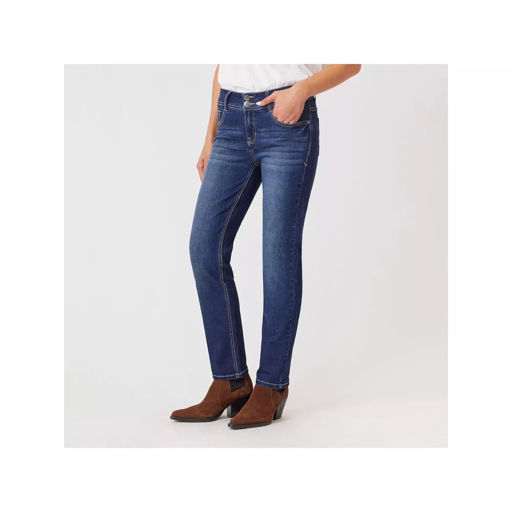 Womens Angels Forever Young Curvy Mid Rise Straight Leg Jeans Product Image